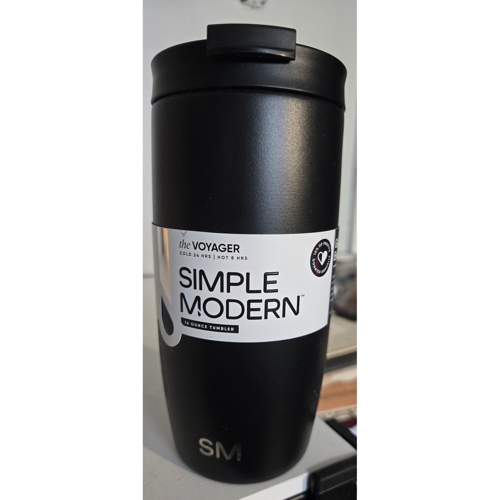 Simple Modern Voyager 16oz Tumbler Midnight Black Stainless Steel Travel Mug